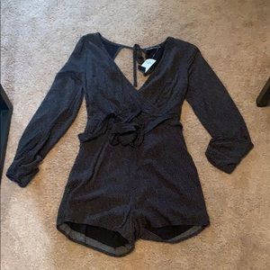 Black / white polka dot romper